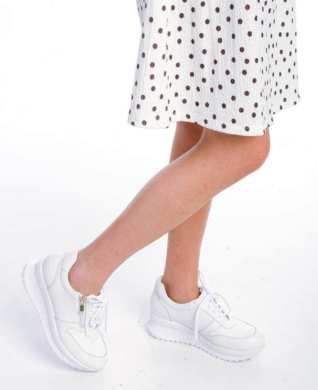 Bosccolo Womens Sneakers With Zipper - White