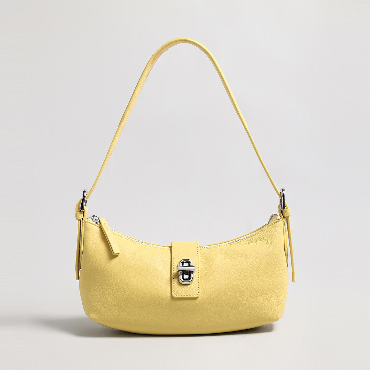 Turn-Lock Crescent Baguette Bag - Yellow