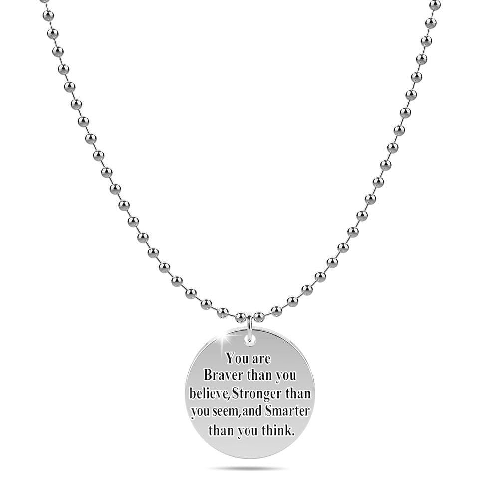 Bullion Gold Brave Inscriptions Pendant Necklace