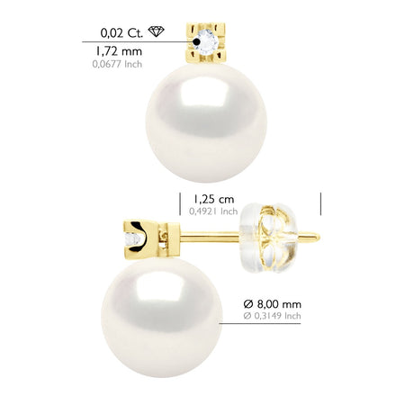 Earrings Prestige -Diamonds 0,04 Cts ( 2 X 0,02 Cts - Natural White - Height Earrings 12 mm