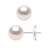 Earrings In White Gold 750 and Real Cultured Pearls AKOYA Japanese Certified Round 7-8 mm - Longueur 42 cm