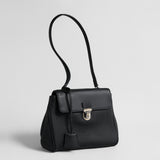 Pebbled Calfskin Messenger Bag - Black