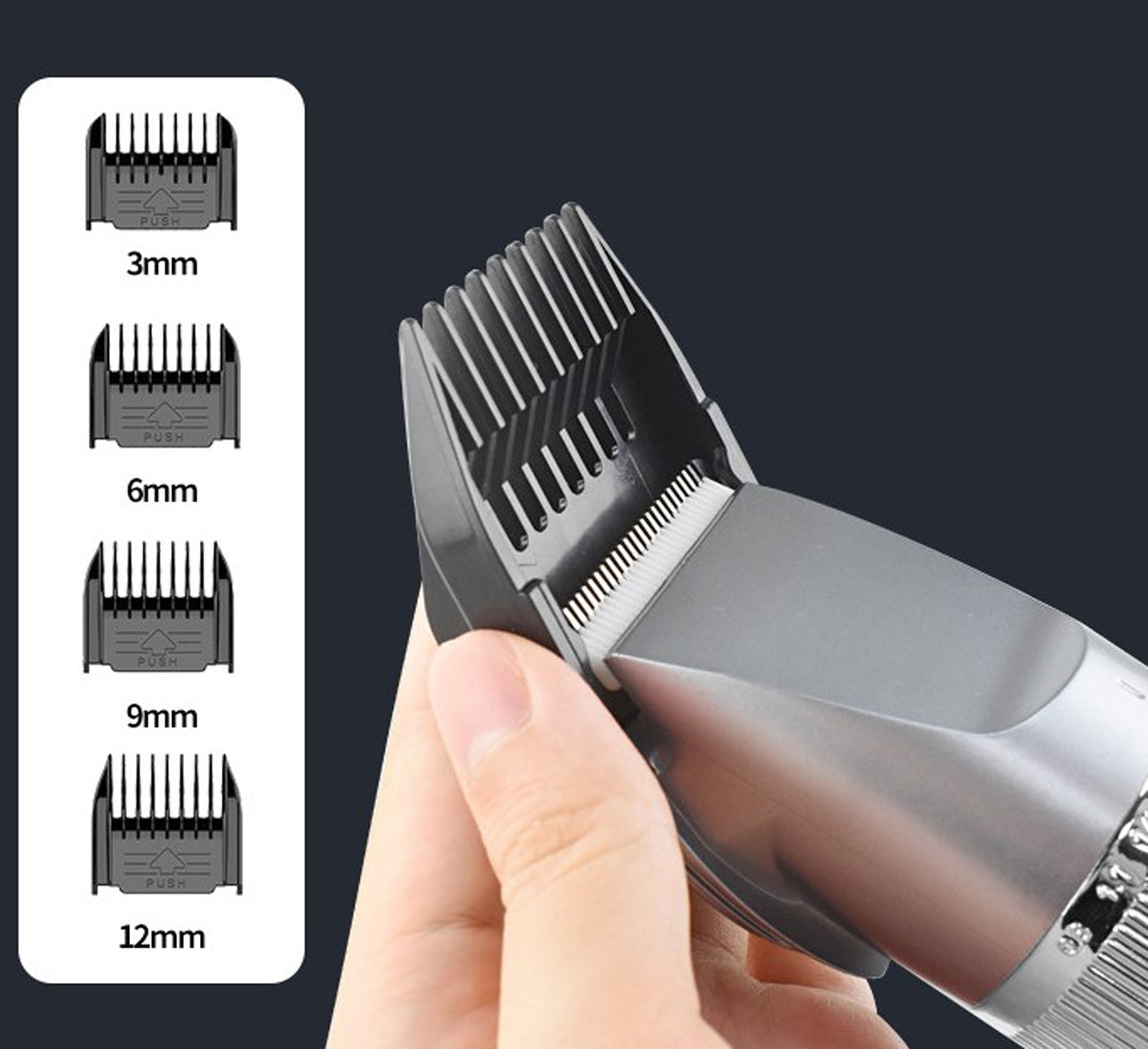 Cordless Hair Clipper Beard Trimmer LCD Display 3.7V 2000mAh Titanium Ceramic Blade USB Charge - Silver