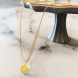 Bullion Gold Golden Rose Engraved Pendant Necklace