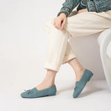 Bow Hollow Mesh Knit Round Toe Low Heel Flats - Blue