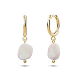 Bullion Gold Queen Pearl Hoop Gold Layered Earrings