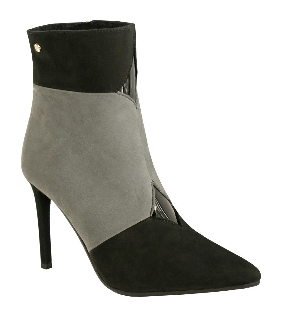 Bosccolo Womens Spike Heel Boots - Grey/Black Nubuk