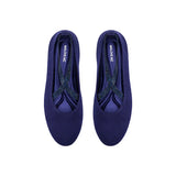 Rhinestone Cross Strap Knit Ballet Flats - Navy