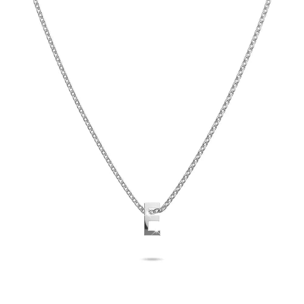 Bullion Gold Initials Brick Alphabet Letter Necklace White Gold Layered Steel Jewellery