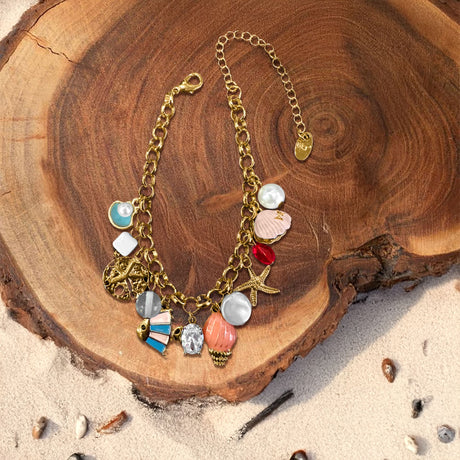 Bullion Gold Beaded Summer Sea Charm Gold Bracelet