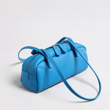 Structured Pebbled Leather Pillow Bag - Blue
