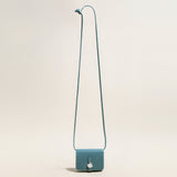 Slim Leather Wallet with Detachable Strap - Blue