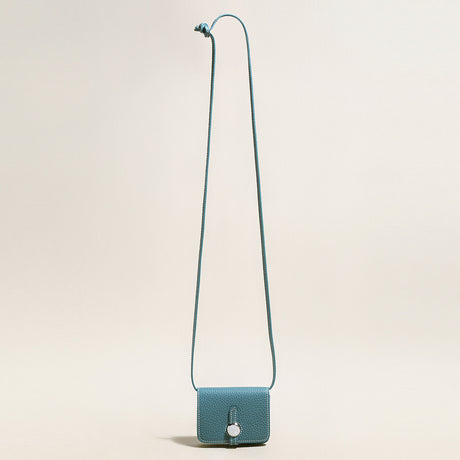 Slim Leather Wallet with Detachable Strap - Blue
