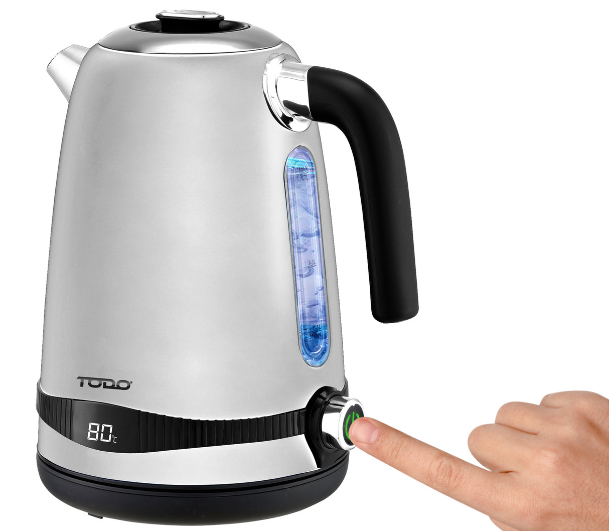 TODO 1.7L Stainless Steel Cordless Kettle Keep Warm Electric Led Water Jug - Silver