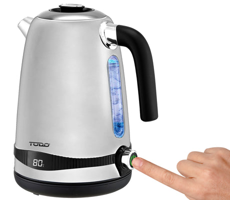 TODO 1.7L Stainless Steel Cordless Kettle Keep Warm Electric Led Water Jug - Silver