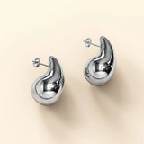 Bullion Gold Raindrop White Gold layered Stud Earrings