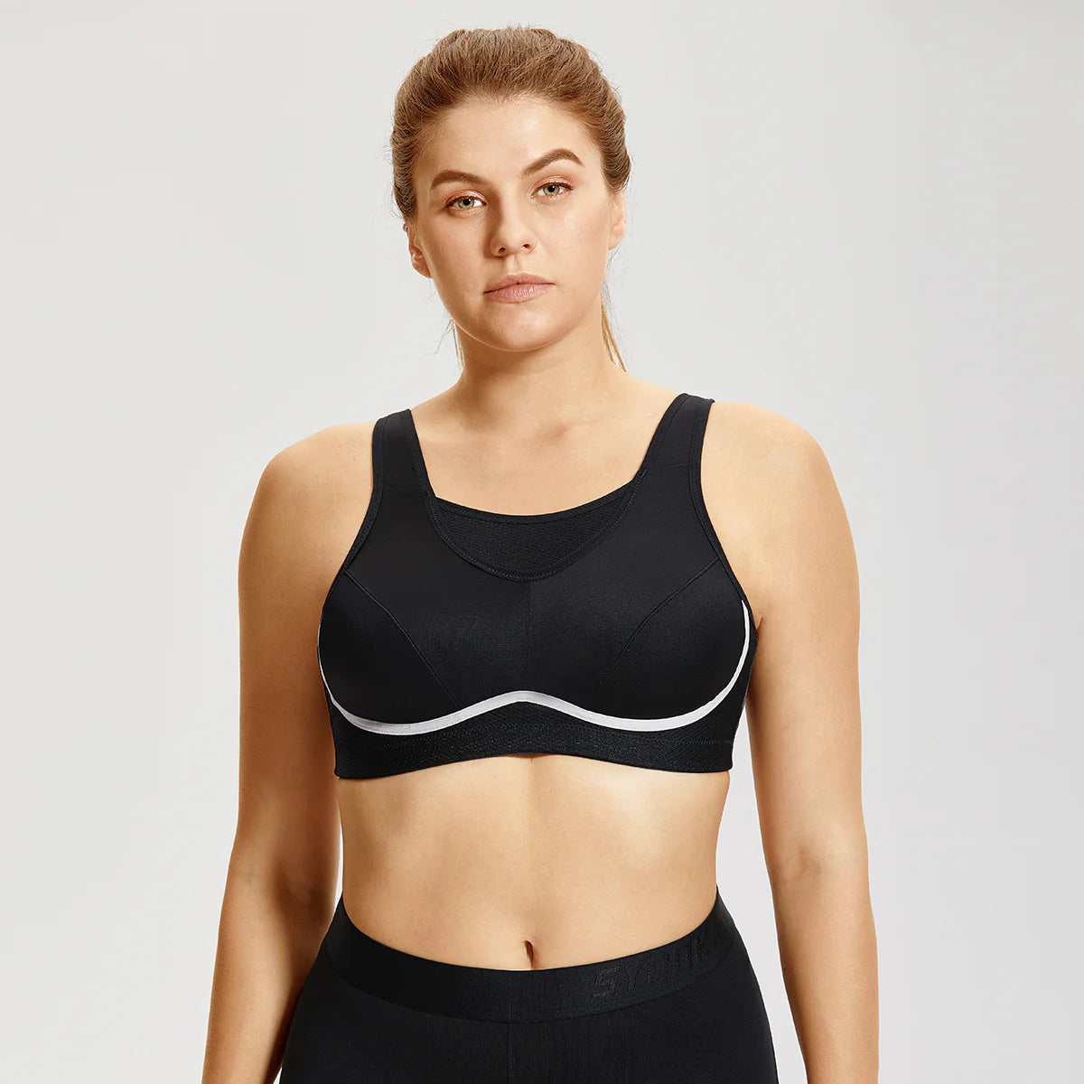 Max Comfort Lightweight Mesh Planel Full Cup Sports Bra - Black
