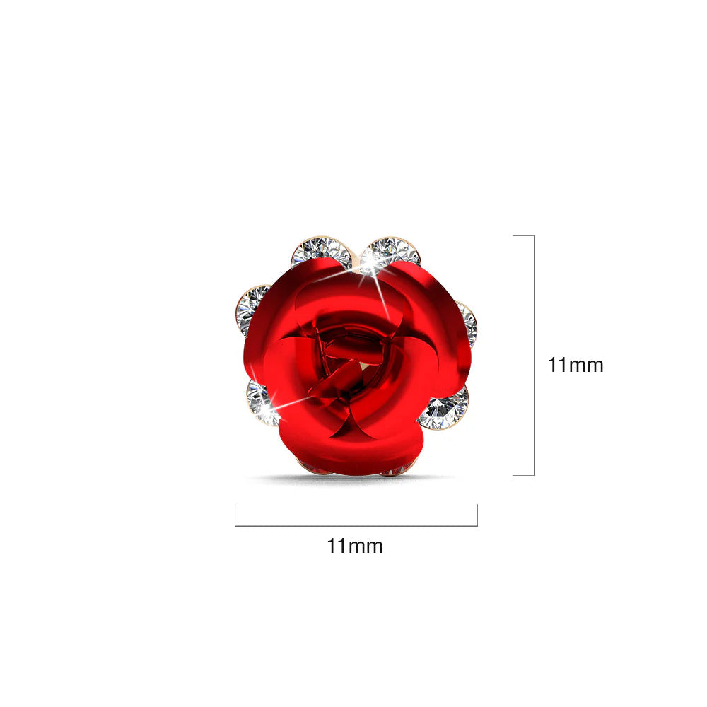 Krystal Couture Red Roses Studs Embellished with SWAROVSKI Crystals