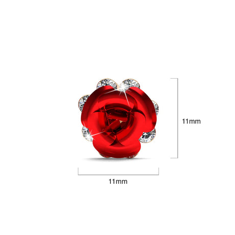 Krystal Couture Red Roses Studs Embellished with SWAROVSKI Crystals