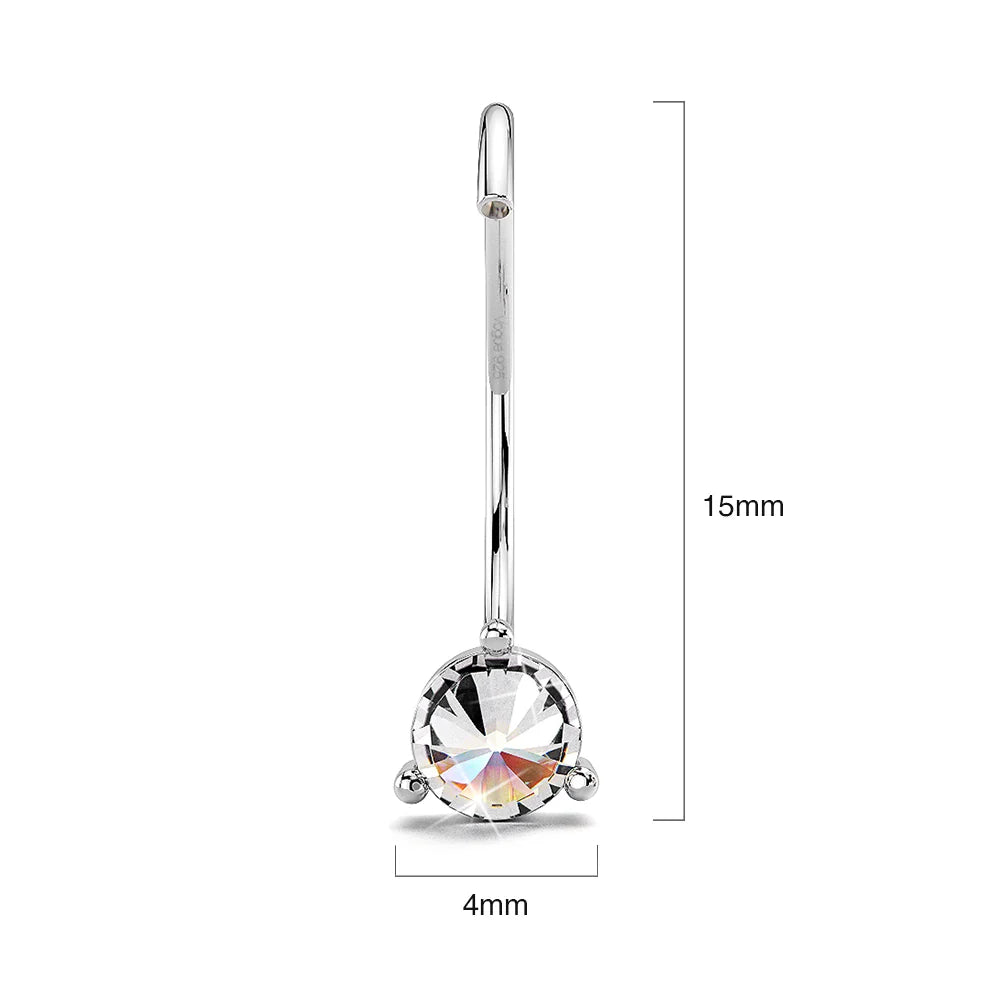 Solid 925 Sterling Silver Reverse Simulated Diamond Earrings