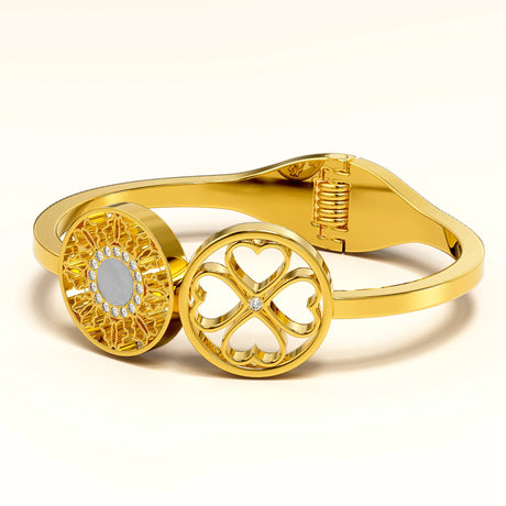 Bullion Gold Artistic Floral Hinged Bangle