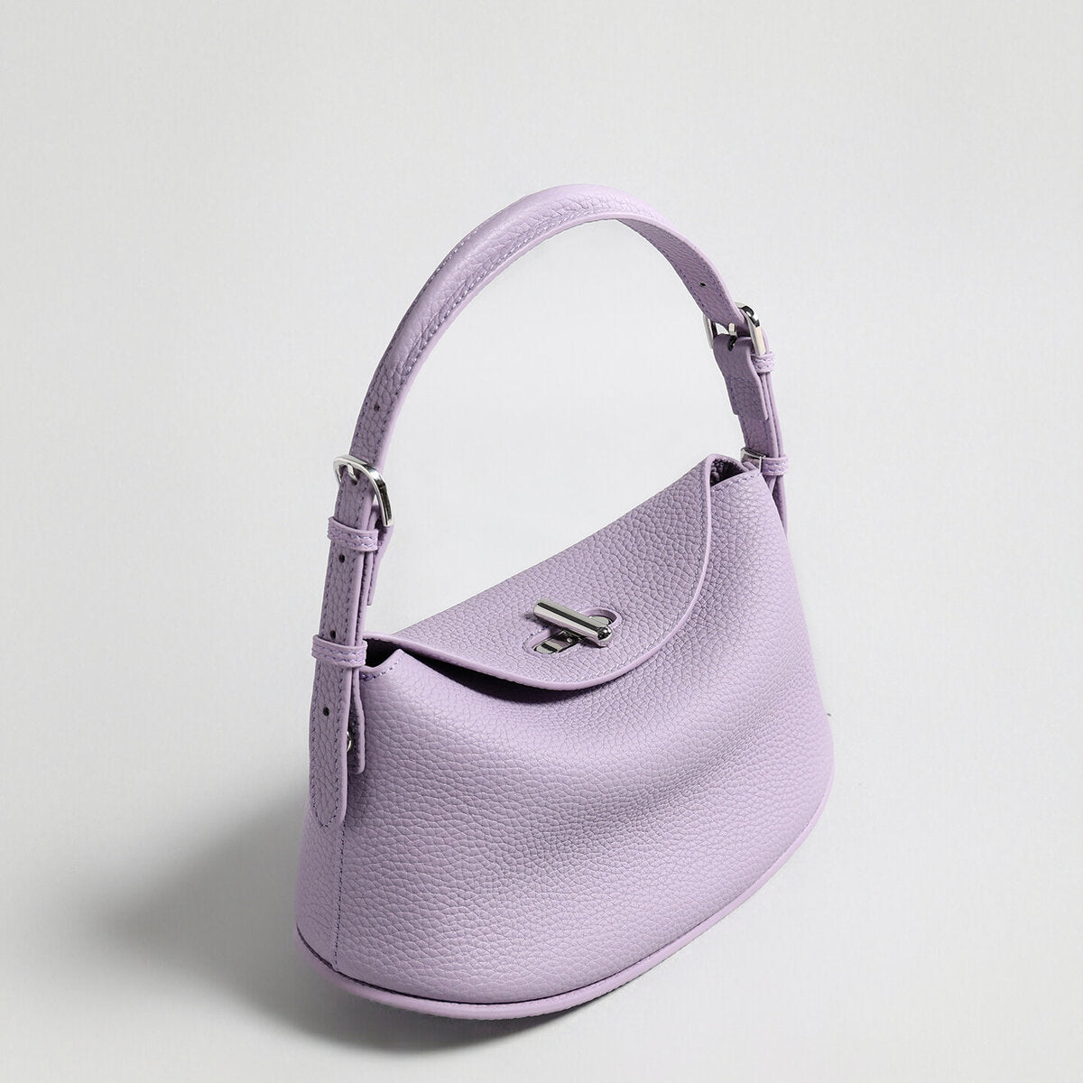 Pebbled Calfskin Half-Moon Hobo - Lilac
