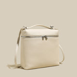 Convertible Pebbled Leather Backpack - Ivory