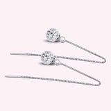 Solid 925 Sterling Silver Shamballa Threader Earrings