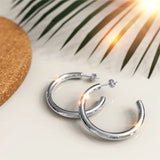 Bullion Gold Erica White Gold Hoop Earrings 20mm