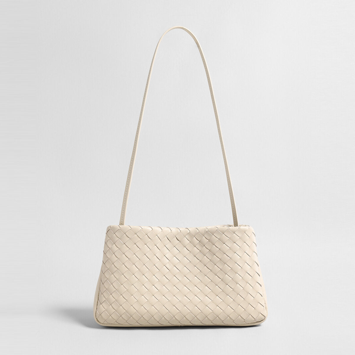 Woven Lambskin Shoulder Bag - Ivory