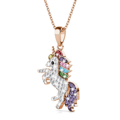 Krystal Couture Rose Gold Chain with Rainbow Unicorn Embellished with SWAROVSKI Crystals