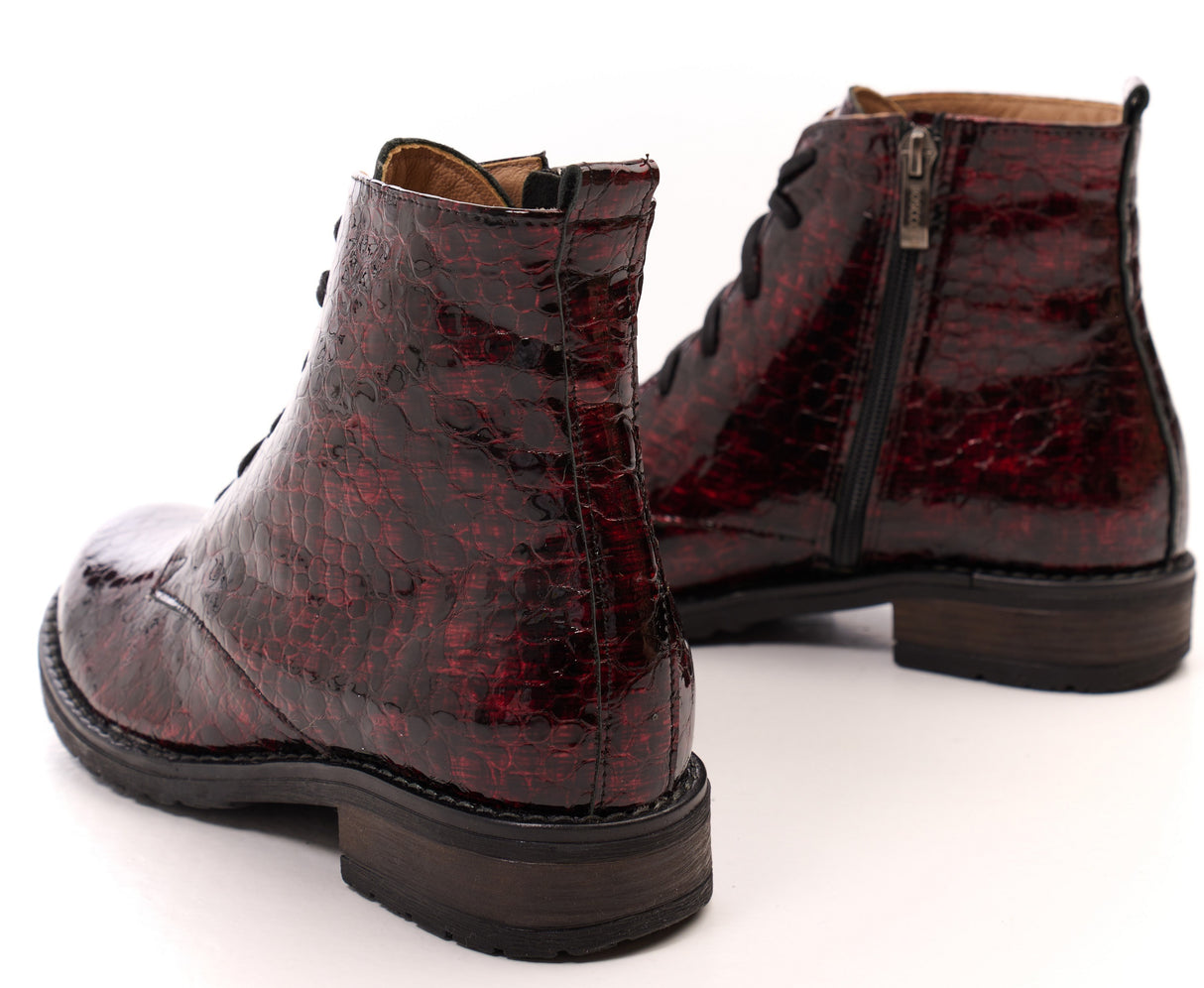Bosccolo Womens Ankle Boots - Burgundy Croco