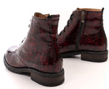 Bosccolo Womens Ankle Boots - Burgundy Croco