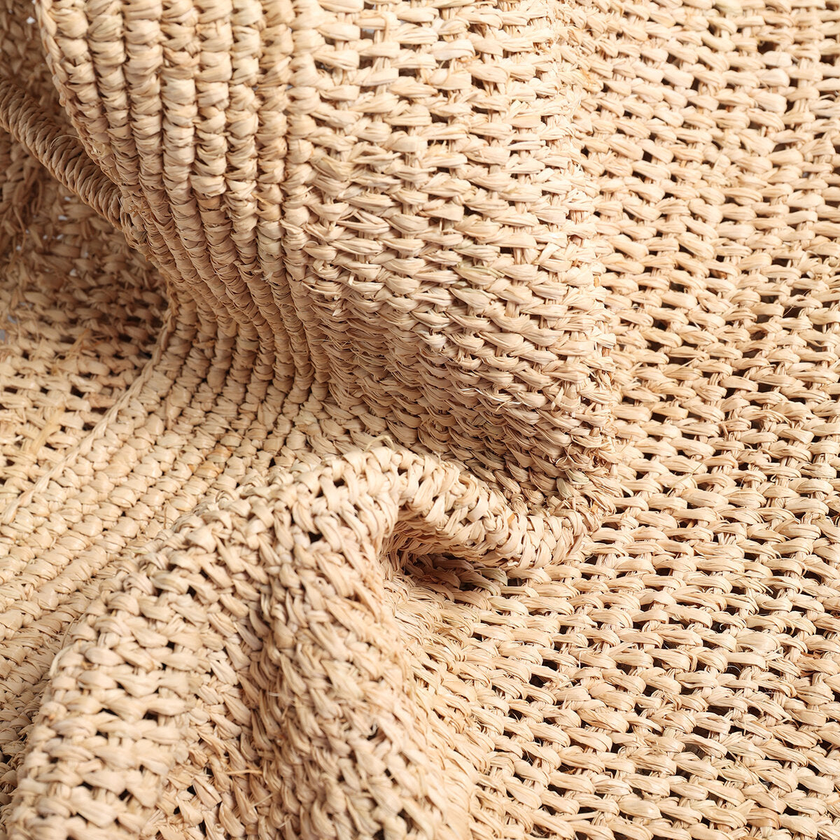 Hand-Woven Natural Straw Beach Tote - Natural