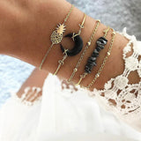 Bohemian 5-Piece Charm Bead Bracelet Set