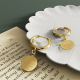 Bullion Gold Flat Round Gold Layered Dangle Earrings