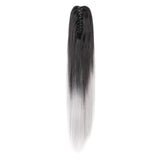 2Pcs Two Tone Ombre High Grade Silver Gray Straight Clip On Pony Tail 24" Hair Clamp11 2X