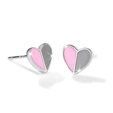 Solid 925 Sterling Silver Harmonious Pink Love Earrings