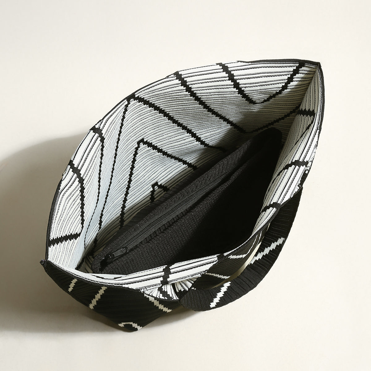 Retro Chevron Canvas Tote Bag - Black