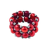 Ring 2 Rows - Cherry - Size adjustable from Size 48 to Size 62 ( France ) - see enclosed Sizer