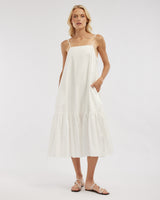 Amelius Zadie Poplin Midi Dress - White