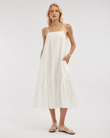 Amelius Zadie Poplin Midi Dress - White