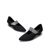 Princess Crystal Strap Mary Jane Wedges - Black