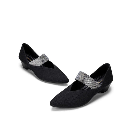 Princess Crystal Strap Mary Jane Wedges - Black
