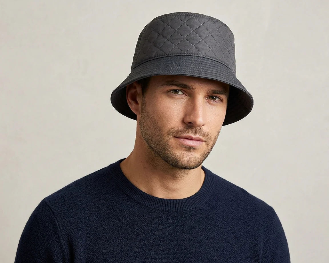 Cherry Red Pinpunch Bucket Hat - Black