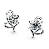 Solid 925 Sterling Silver Loved One Diamonelle Earrings