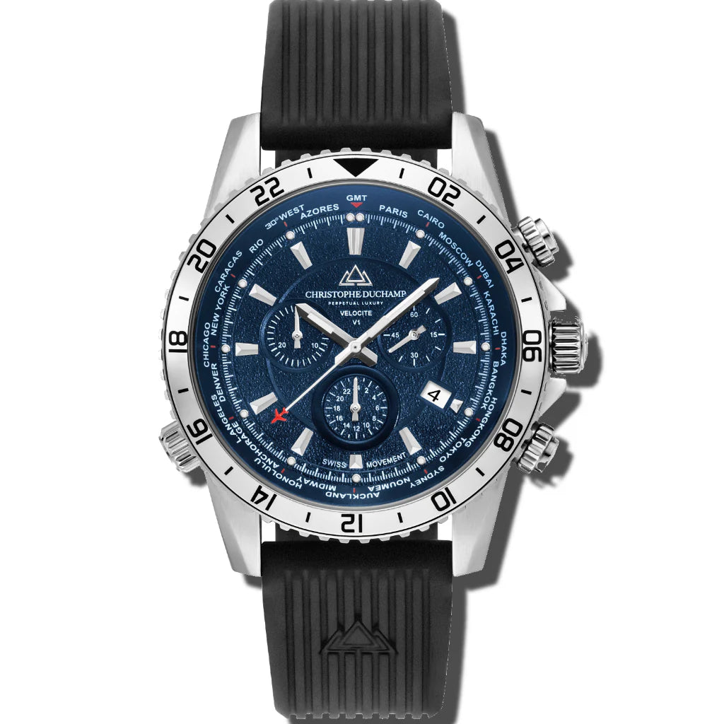 Christophe Duchamp Velocite V1 - Blue Dial & FKM Rubber Strap