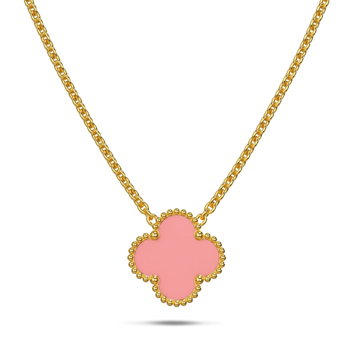 Bullion Gold Pink Clover Necklace