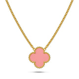 Bullion Gold Pink Clover Necklace