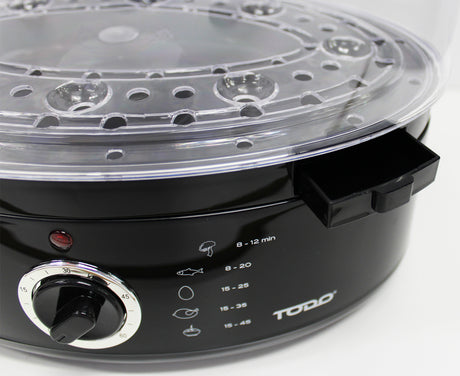 TODO 9L Steam Cooker Steamer 3 Tray 800W Power Dial Timer Healthy Stackable